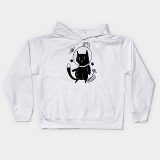 Catstronaut,cute black cat astronaut Kids Hoodie